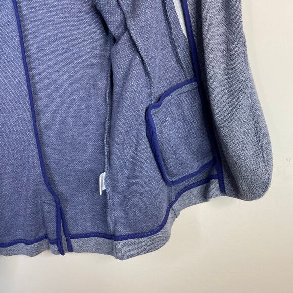 Skies are Blue Asa Stretch Knit Open Jacket Blazer Chambray Blue Cuffed women L - Picture 10 of 13